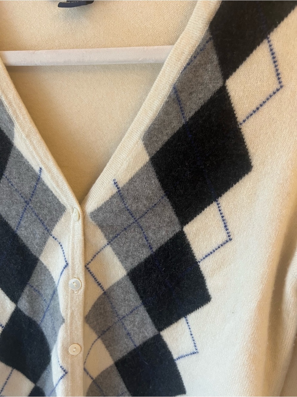 Brooks Brothers 100% Cashmere Cardigan Argyle Women's Large - Picture 5 of 9